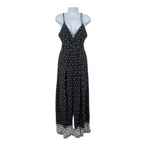 Windsor Womens Size Small Rayon Black White Paisley Jumpsuit